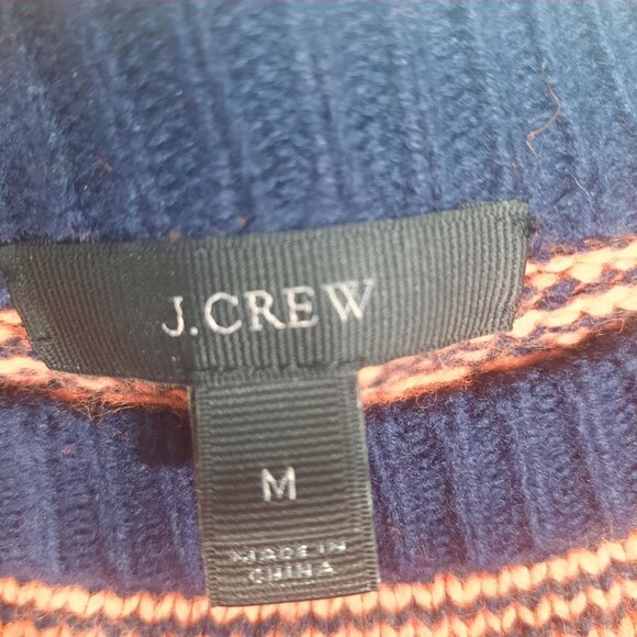 J. Crew Fair Isle Nordic Knit Sweater With Orange & Black Ruffle Sleeve - Picture 8 of 11